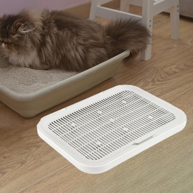HouseVibe Cat Litter Mat with Double Layer Design, Litter Trapping Floor Mat for Cats, 15.75x11.81 Inch Reusable Waterproof Scatter Control Pad for Pet Supplies- Grey