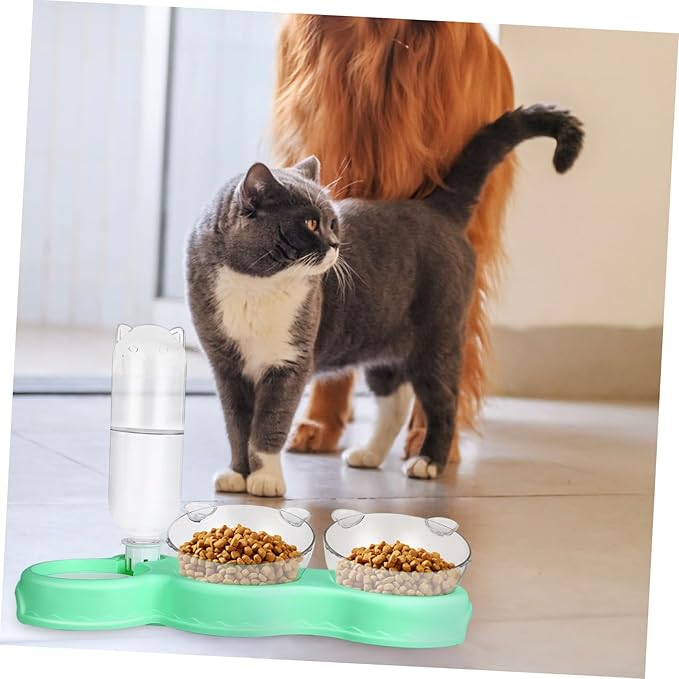 Toddmomy Elegant Cat Feeding Elevated Bowls Auto Water Feeder Sturdy Slots Tilt for Easy Eating Plastic