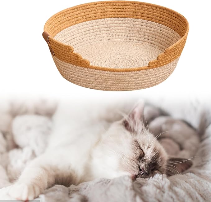 Cat Bed Basket, Comfortable Lounge Bed, Grinding Claws, Scratching Resistant Cat Scratcher Rest Nest for Indoor Cats, M