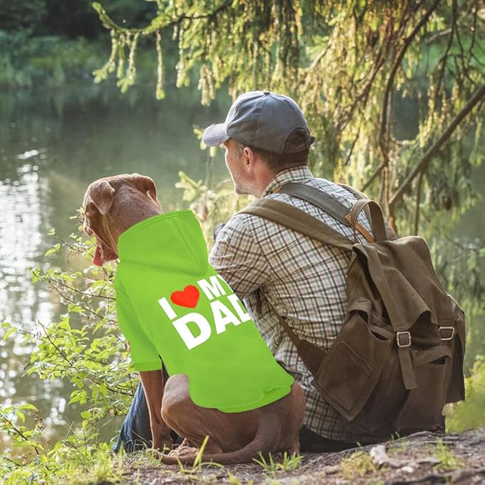 Dog Sweater Dog Hoodie Cold Weather Coat Hooded Sweatshirt for Puppies,Cats, Small Medium Large Dogs (Green(I Love My Dad), X-Large)