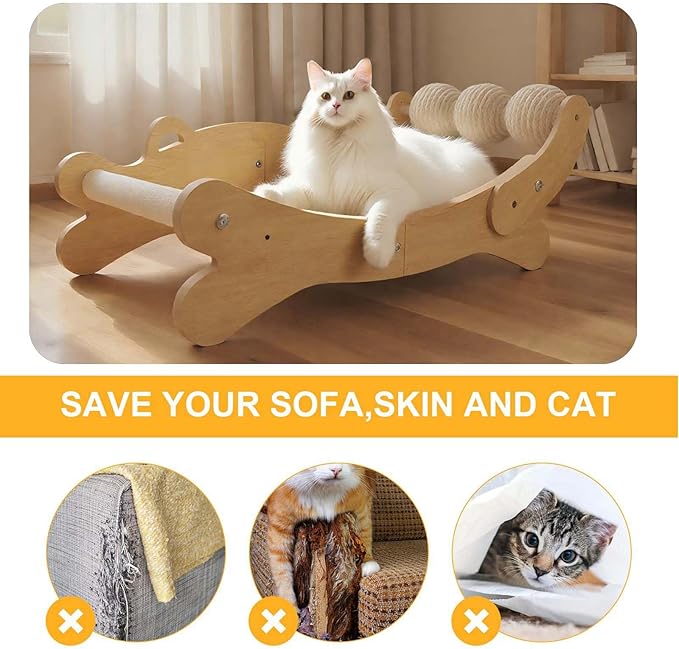 Cat Scratch Pad with Replacement Scratching Felt, Large Cat Scratcher Bed Hammock Lounge for Scratching Pad, Protects Furniture, Kittens Gifts