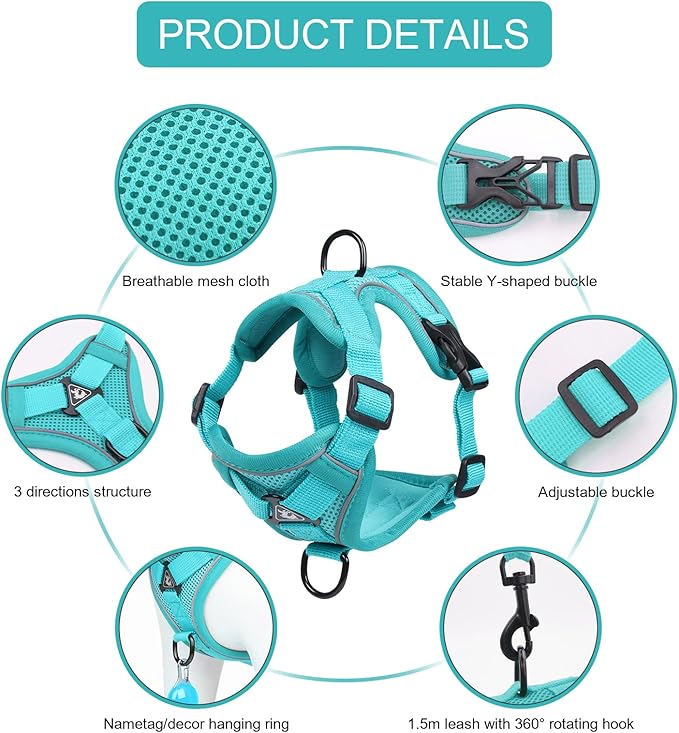 Cat Harness and Leash Set, Upgraded Escape Proof Adjustable Vest with Lead for Large Cat Small Dog Puppy Outdoor Walking, Soft Breathable Mesh Jacket with Reflective Strips for Dark Night L Green