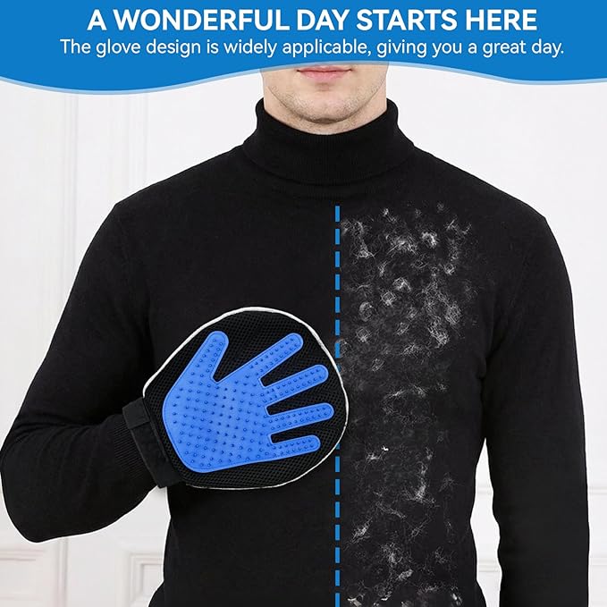 Pet Hair Removal Gloves Dual-Sided Electrostatic Hair Removal and Silicone Fur Gentle Deshedding Efficient Brush for Dog and Cat Reusable Pet Fur Grooming Glove for Couch, Clothing, Carpet, Car Seat