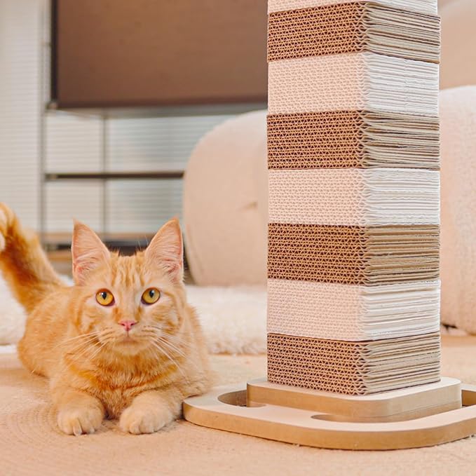 CHEERHOME PETS Cardboard Cat Scratching Post 24.2 Inch, Cat Scratcher for Indoor Cats Scratch Board for Kittens or Smaller Cats