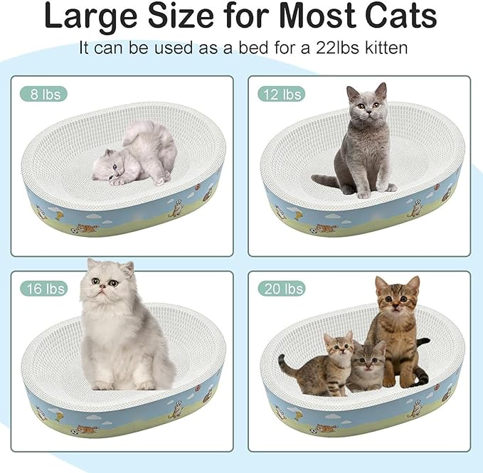 Plant Fiber Scratching, Cat Scratcher, Lounge Bed Cat Scratch Board Bowl Mat for Kitten Medium Large Breed Furniture Door Couch Carpet Protection Indoor Enrichment Professional Grade Quality