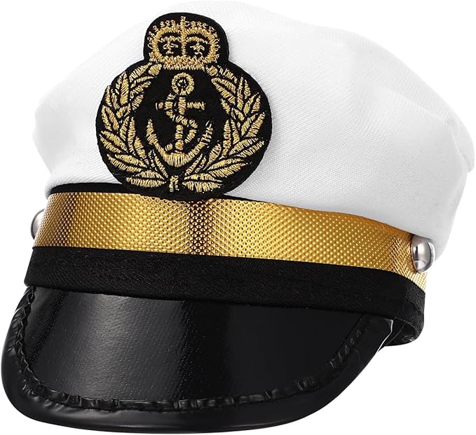 Alasum Pet Captain Hat Headpiece for Cats and Small Dogs Adjustable Polyester Costume Accessory for Parties Photo Props 5.11X3.54X3.54In