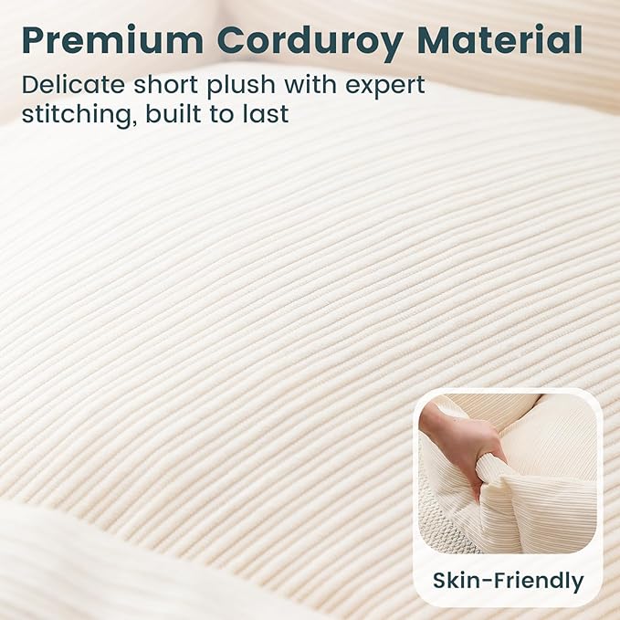 Medium Dog Bed, 30 Inch Washable Corduroy Dog Bed with Removable Cover & Anti-Slip Bottom, Durable Comfort for Medium to Large Dogs up to 45 lbs (Cream White)