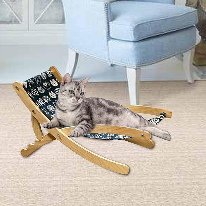 Cat Chair - Adjustable Cat Lounger, Foldable Pet Furniture, Space-Saving Bed, Comfortable Resting and Lounging Accessory, Portable Pet Furniture Tool for Travel Veterinary Bedroom Patio Living Room