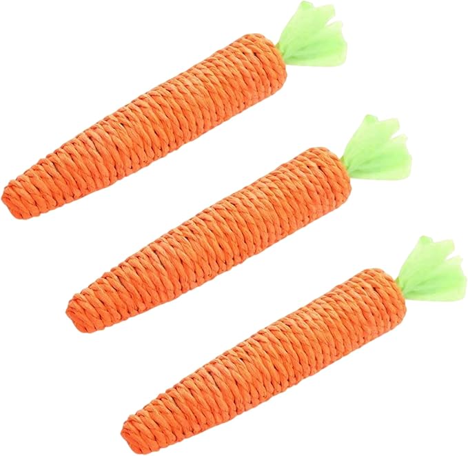 3 Pack Cat Chew Toys for Teething Orange Carrot Cat Chew Rope Toys Teething Aid for Indoor Kittens
