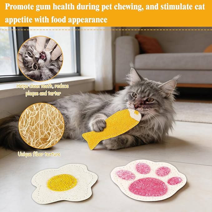 Natural Loofah Cat Chew Toys with Catnip, Biodegradable Dental & Teething Toys for Kittens and Cats, Eco-Friendly Interactive Cat Toy for Boredom Relief and Teeth Cleaning