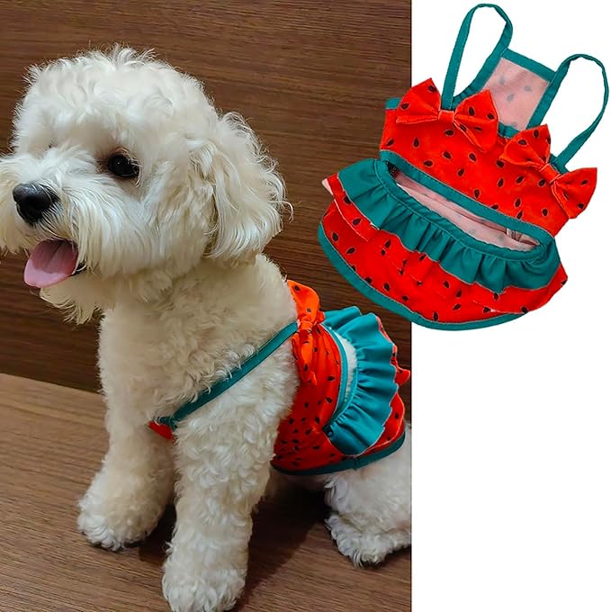 Funny Dog Swimwear Bikini Summer Dog Clothes Beach Swimsuit Puppy Bathing Suit Puppy Vest Cooling Pet Shirt for Small Dogs, Cat Apparel (Watermelon, Medium)