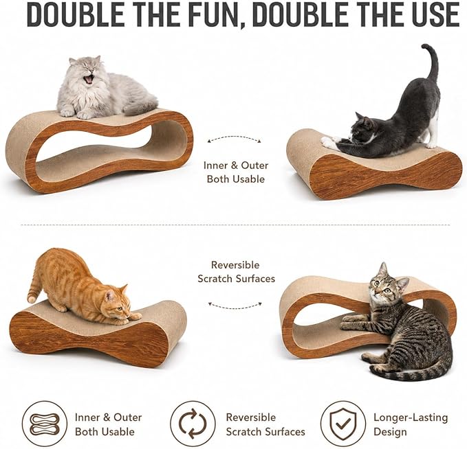 Simple Delxue Cat Scratcher, 2 in 1 Cat Scratching Board, Cat Cardboard, Scratch Lounger, Large, 27.56 x9.45 x8.86 inch