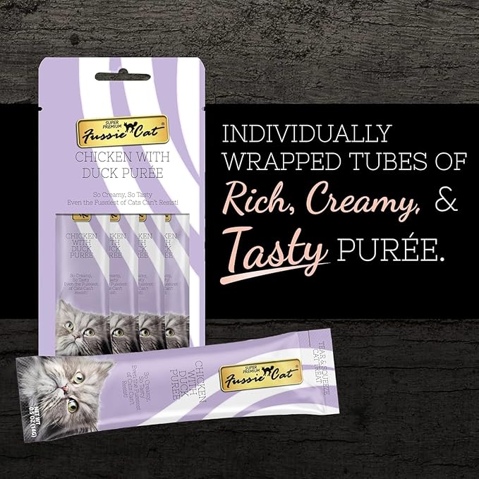 Fussie Cat Chicken with Duck Puree - 0.5 Ounce Tubes (Pack of 72 Tubes)