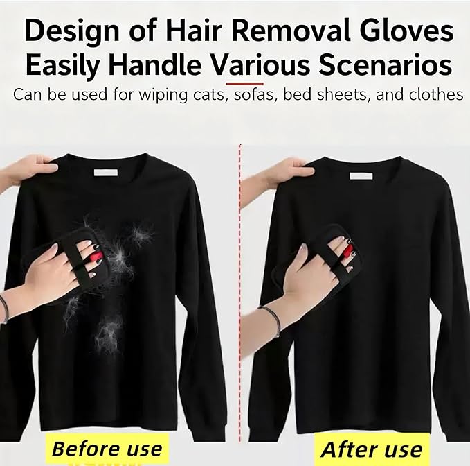 Pet Hair Removal Glove for Cats & Dogs, 2025 Newly Upgraded Five-Finger Electrostatic Pet Hair Gloves, Reusable Pet Hair Remover Tool for Couch, Clothing, Car Seat,Carpet