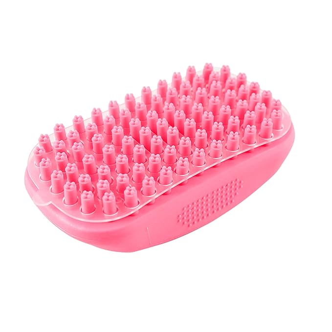 Pet Bath & Massage Brush,Pet Grooming Brush,Soft Rubber Scrubber for Brushing,Massaging,Bathing,Shampooing and Reducing Hairballs (Pink, Style 2)