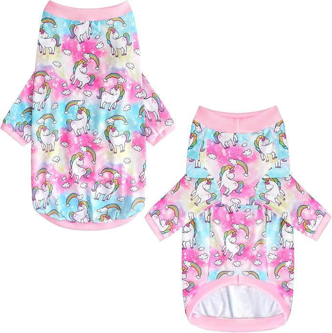 Dog Colorful Unicorn T Shirts Rainbow Pattern Printed Pet Shirt Softable Pajamas for Large Dog (3XL,Colorful)