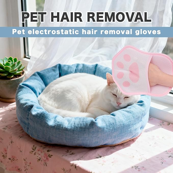 2Pcs Pet Hair Remover Glove for Cats Dogs Grooming Gloves, Electrostatic Pet Hair Removal Glove Reusable The Magic Brush Pet Hair Remover Suitable for Clothing, Sofa, Carpets, Car Seat, Cat Claw