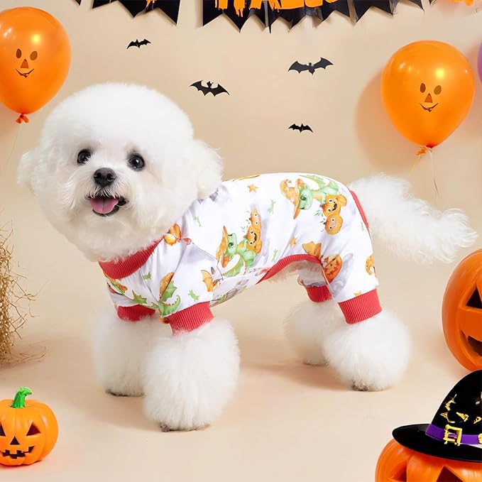 XPUDAC Halloween Dog Pajamas Funny Halloween Costumes for Doggy Comfy Pet Pjs for Small Medium Dogs Boy Girl Puppy Outfits Cat Apparel, L