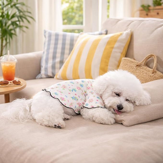 Winmany Dog Cooling Shirt for Small Dog Cat, Puppy Summer Sun Protection Stretchable Clothes, Quick Dry Breathable Pet Vest Outfit,Floral, X-Small