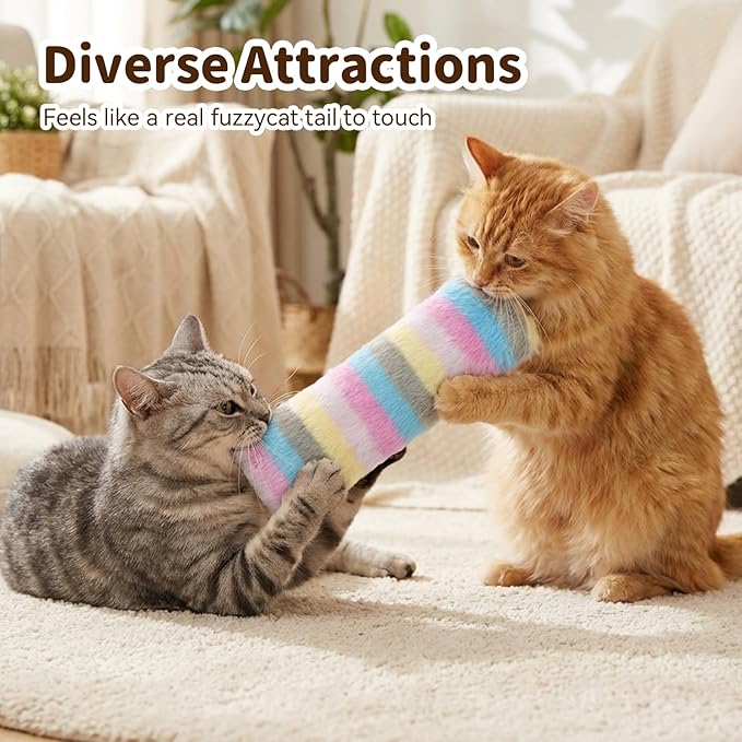 Cat Toys 3 Pack Catnip Pillows, Soft and Durable Crinkle Sound with Catnip Inside, Interactive Cat Toy Indoor Cats Kitten Kicker, Promotes Kitty Exercise Toys Mothers Day Gifts Rainbow