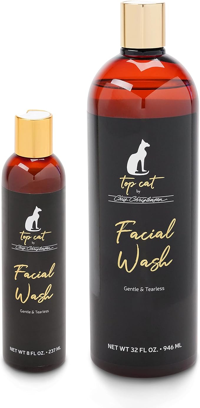 Chris Christensen Top Cat Facial Wash Shampoo for Cats, Groom Like a Professional, Gentle & Tearless, Sulfate & Soap Free, 8 oz