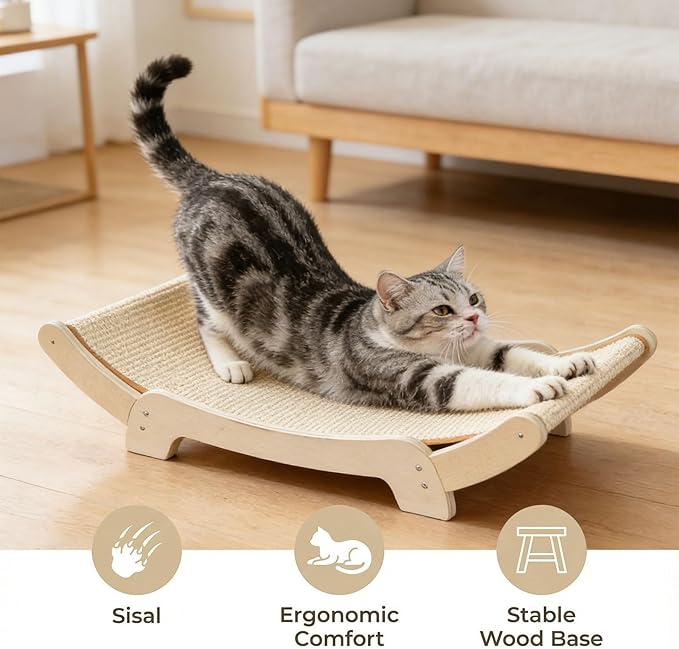 Multi Purpose Furniture Area and Relaxation Bed Sisal Wrapped Wood Frame Extra Large Size Home Furniture Protector