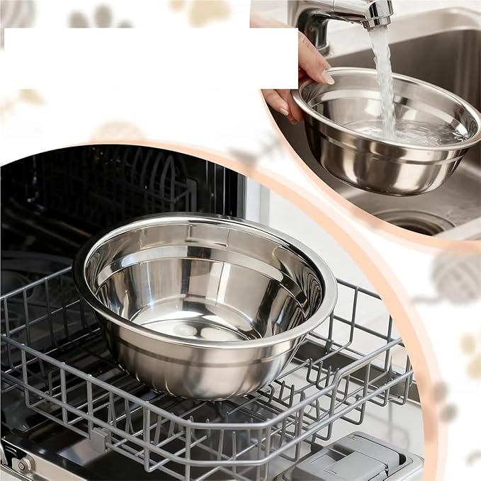 Triple Stainless Steel Pet Bowl with Elevated Wooden Stand, Food Water Feeder for Cats Puppies