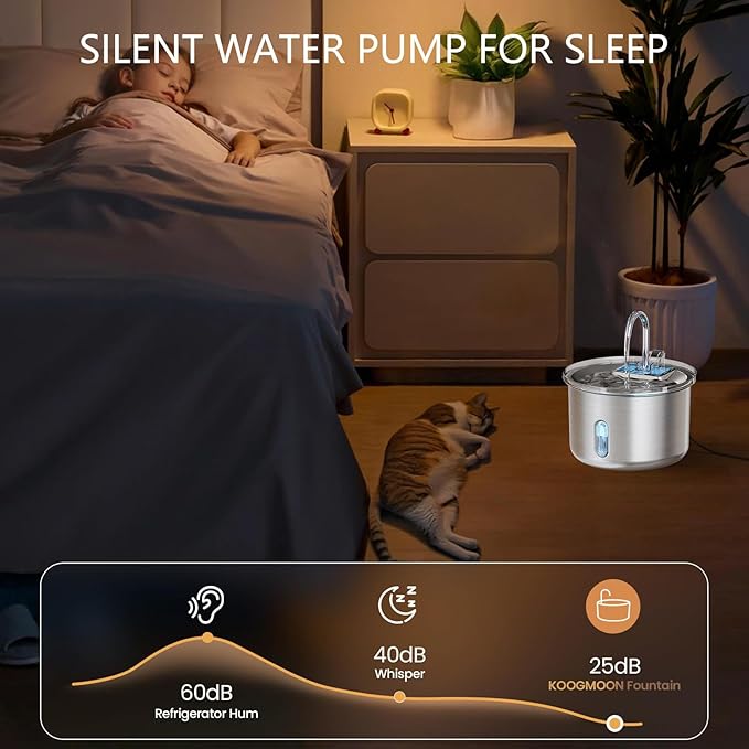 Drinking Fountain Pet Water Dispenser Automatic Watering Feeders Quiet Cats Bowl for Multiple Pet Quiet Automatic Drinking Fountain for Multiple