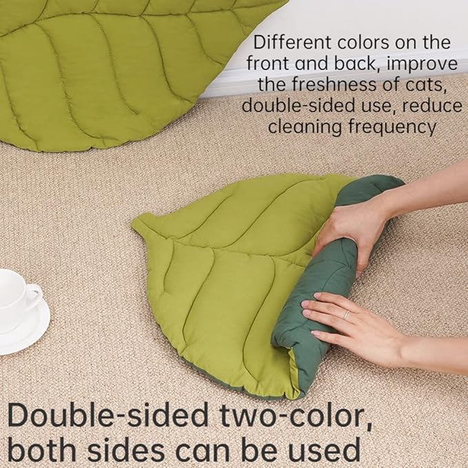Leaf Shape Cat Nest and Dog Bed - Double-Sided, Warm and Comfortable Floor Mat Cover Pad - Cartoon Cat Bed Indoor Accessories