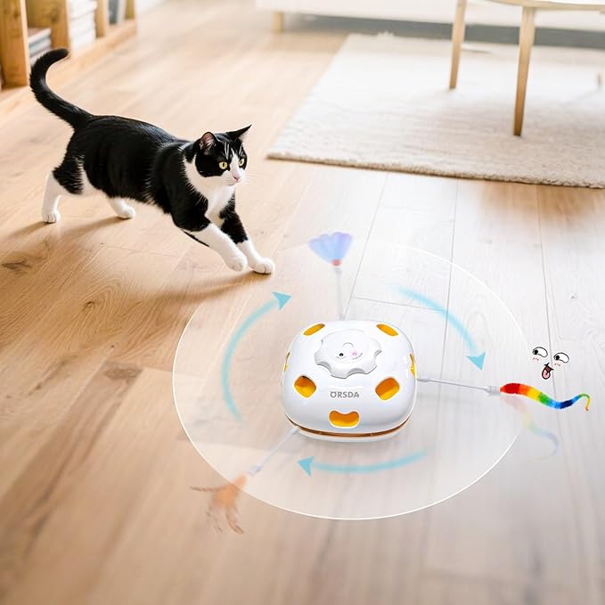 ORSDA 3PCS Wand Replacement 4 in 1 and 5 in 1 Interactive Electric Cat Toys for Indoor Cats, Feathers, Sequins, Caterpillars for Automatic Kitten Toys (Only Suitable for T65 & T85 Cat Toy)