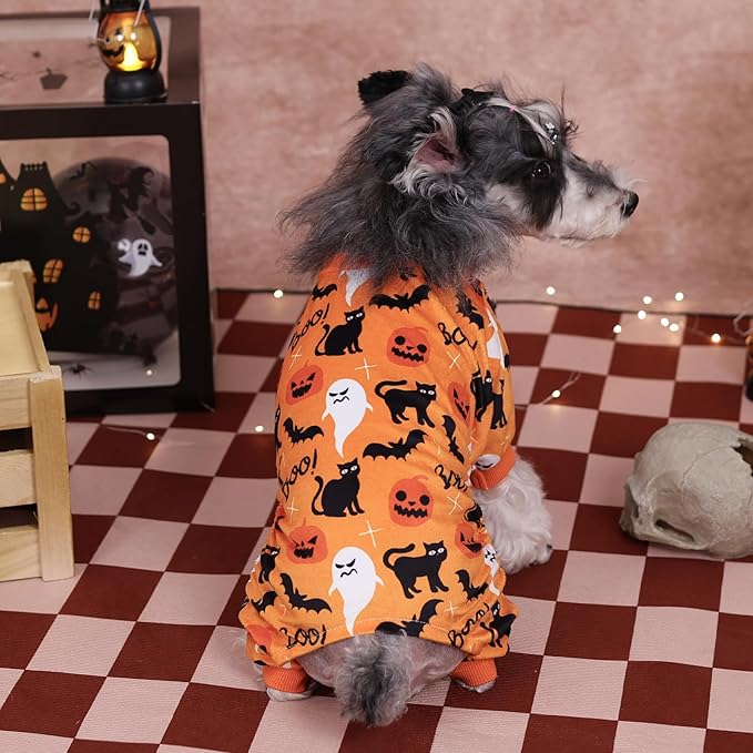 CuteBone Fleece Dog Halloween Pajamas Clothes Puppy Jammies Pet Apparel Cat Onesie for Chihuahua Yorkie Frenchies P309L