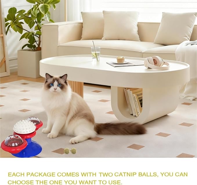 Interactive Cat Toys & Treat Dispenser with Catnip Ball - Chew, Scratch, Rub & Teeth Grooming Toys for Indoor Cats, BPA-Free, Sturdy TPR (Aqua)