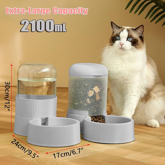 Automatic Cat Feeder and Cat Water Dispenser,Automatic Feeder and Water Dispenser 1 Gallon for Small Medium Big Dog Pets Puppy Kitten