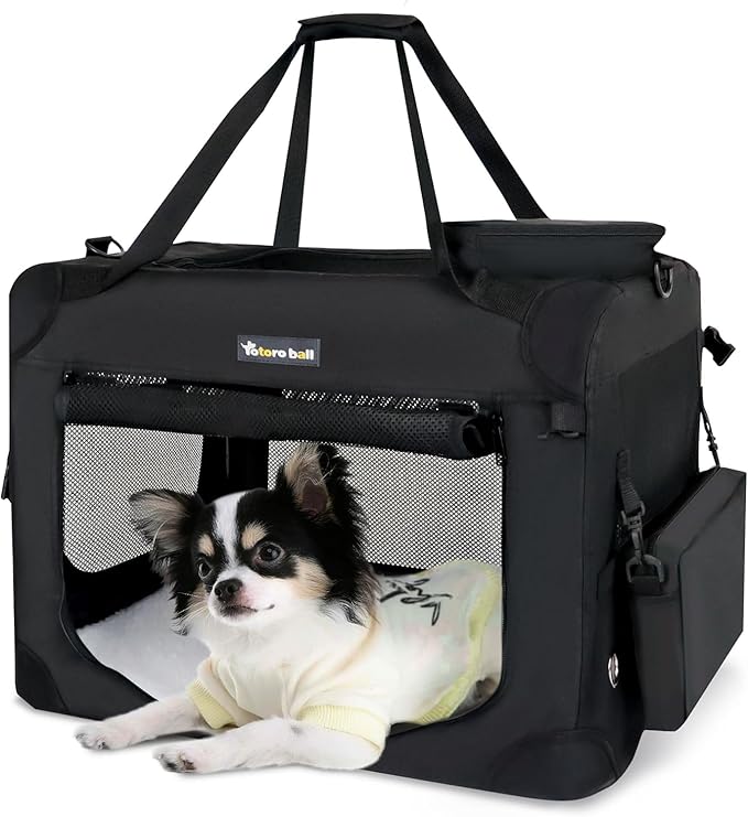 Large Cat Carrier for Cats Collapsible Soft Pet XL Crate for Large/Medium Cats 15lbs+ Car Travel Portable Bag with Water Bottle Slot Ideal for Long Trips (Black, 20.0"L x 14.0"W x 14.0"H)