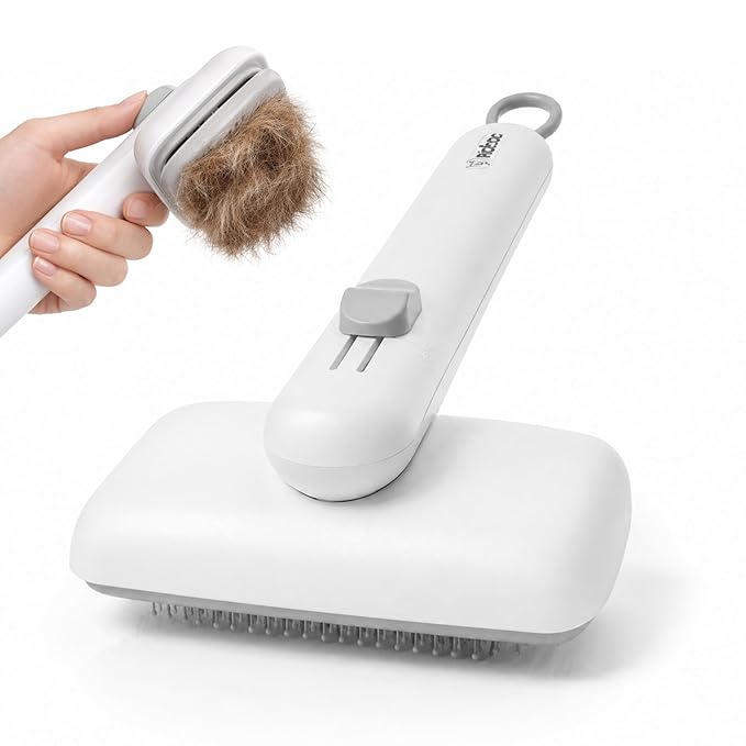 Wolfster Self Cleaning Deshedding Cat Brush for Dogs & Cats - Skin Friendly Shading Brusn, Friendly Pet Sliker Brush for Long & Short Hair Animals, Deshedding Tool for pet supplies (White)