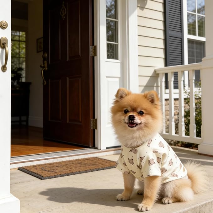 Cute Dog Shirt, Stretchy Dino Doggie T-Shirt Clothes for Small Dogs, Soft Pet Tee Outfit Cat Apparel for Daily Wear, Cozy Pullover Design Puppy Apperal (Doggie, Large Size for 8.5-12lb Pets)