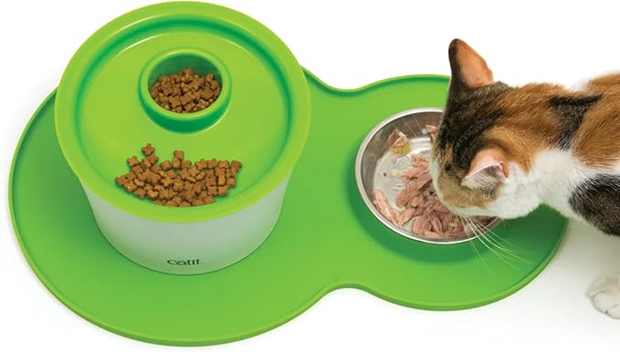 Catit Peanut Shape Cat Placemat, Green, 17.5” x 11.4”, Medium, Model: 44012