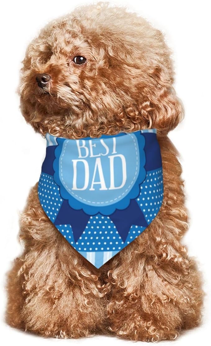 Happy Father's Day Dog Bandana Adjustable Reversible Triangle Dog Scarf Scarves Pet Bibs Costume Accessory Decor for Cats