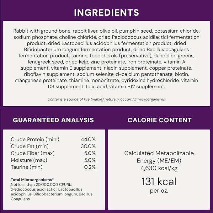 Stella & Chewy's Freeze-Dried Raw Cat Dinner Morsels - Premium Rabbit Recipe with 98% Responsibly-Sourced Meat & Organs - Natural Grain-Free Cat & Kitten Food - Made in USA - 18oz