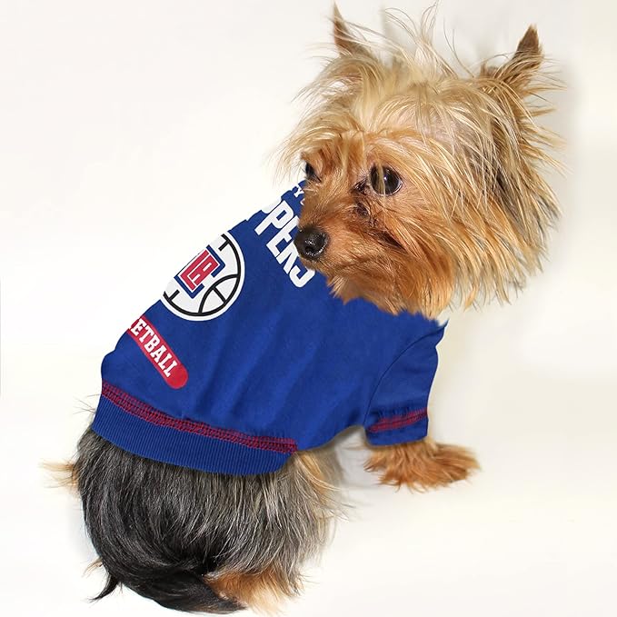 Pets First Cute Dog T-Shirt, Large - NBA Los Angeles Clippers Dog & Cat Shirt with Basketbal Team Logo. A Comfortable & Fashionable Yet Durable Pet Outfit, Blue (LAC-4014-LG)