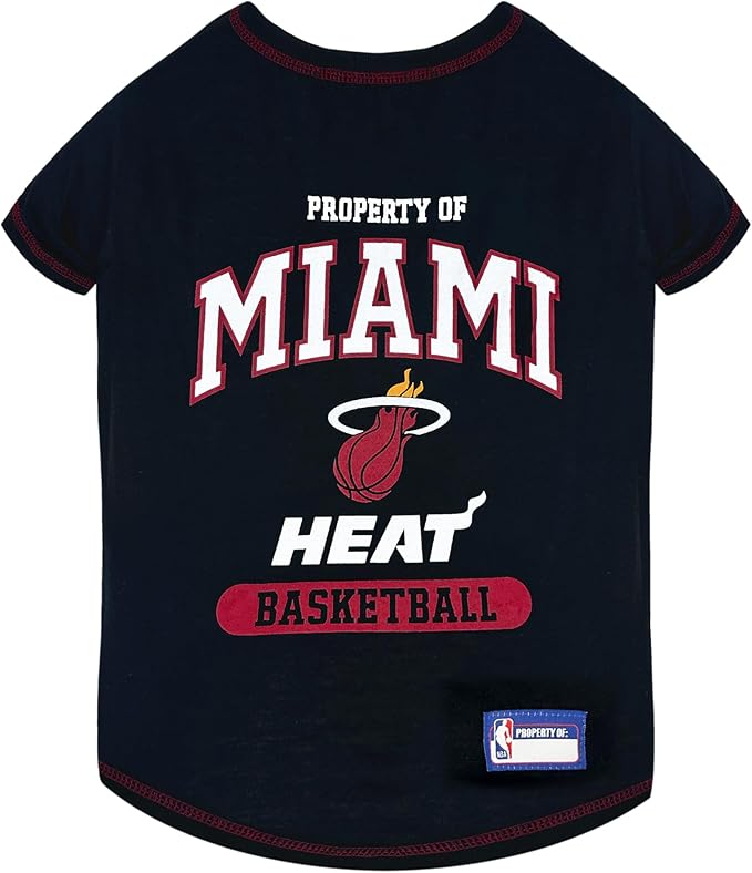 Pets First NBA Licensed Hoodies & T-shirt for Dogs & Cats, Miami Heat, Medium