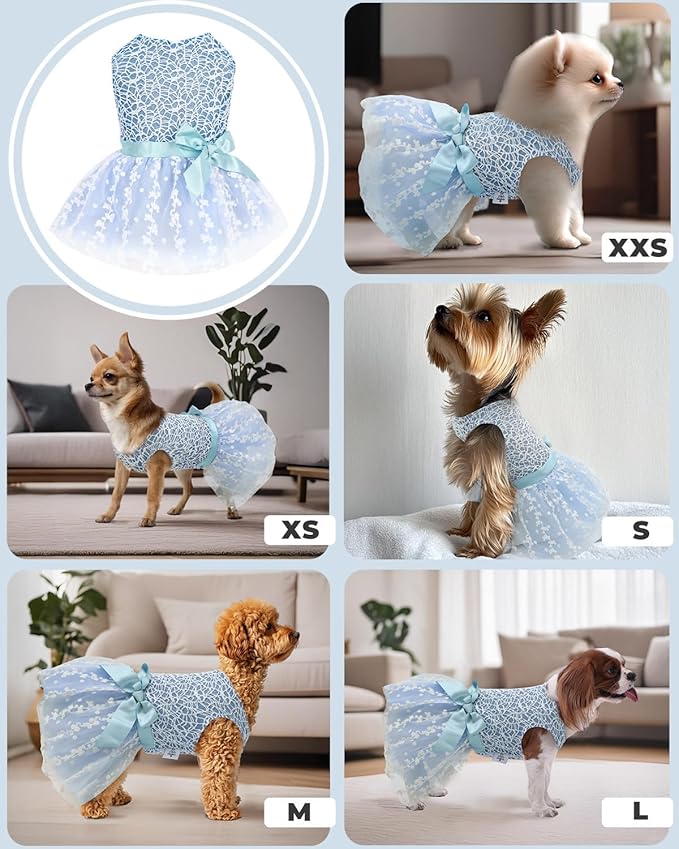 CuteBone Dog Birthday Dress Girl Puppy Skirt Tutu Cat Wedding Outfit Pet Party Clothes for Small Dogs Costume DD22S