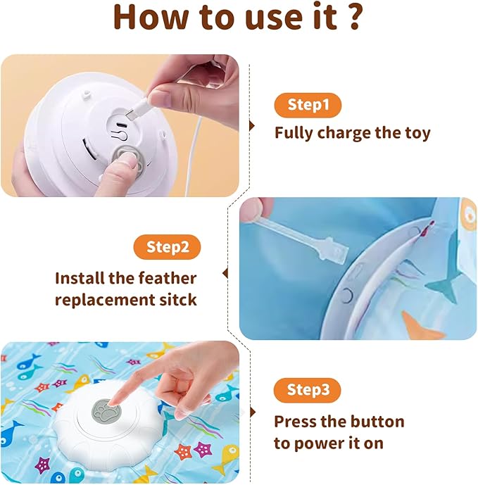 Interactive Cat Toy for Indoor Cats, Rechargeable Touch Activated Hide and Seek Cat Toys, Automatic Moving Concealed Wand Feather Toy for Bored Indoor Kitten Adult Cats, Real Bird Squeaky White