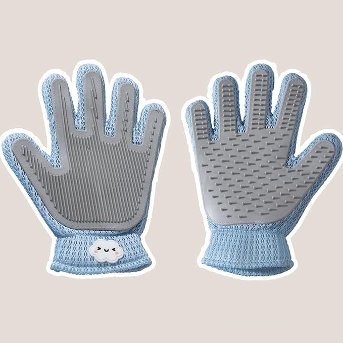 Pet Hair Remover Glove for Dogs & Cats, Upgraded Reusable 5-Finger, Gentle Deshedding Grooming Brush, Pet Hair Removal Tool for Furniture, Couch, Carpet, Car Seats, Sky Blue, 1 Count
