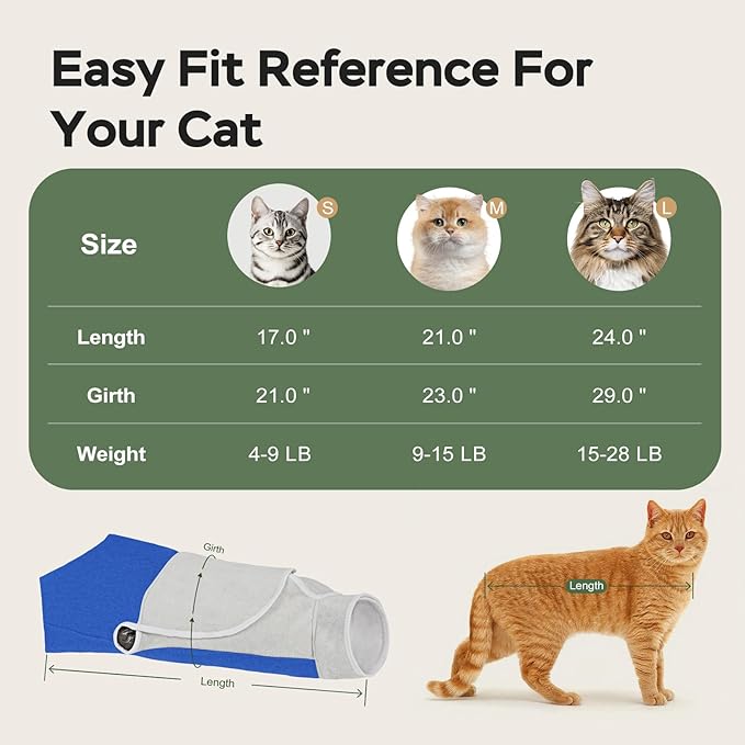Cat Wrap for Cutting Nails, Self-Adhesive Cat Nail Clipping Restraint Bag, Anti-Scratch Cat Grooming Wrap Swaddle for Meds, SubQ Fluids, Ear Cleaning, Teeth Brushing & Vet Visits,Blue,S