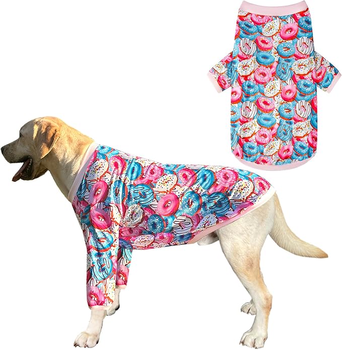 Dog Colorful T Shirts Doughnut Pattern Printed Pet Shirt Softable Pajamas for Small Dogs (2XL,Doughnut)