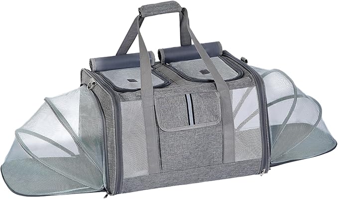 Lawfery Cat Carrier for 2 Cats – Large Expandable Soft-Sided Pet Travel Carrier, Dual Compartments, Privacy Protection, Dog Carrier for Small/Medium Dogs, Home & Outdoor Use