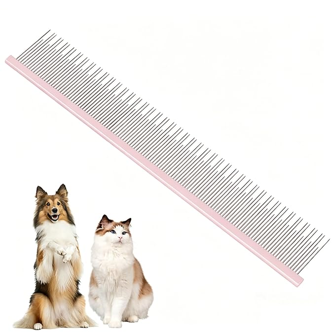 8.5 Inch Upgrade Professional Pet Comb,Dual-Tooth Grooming Comb Anti-Static Smooth Rounded Corners Prevent Friction Breakage and Irritation,Long-Haired Cats and Dog Essential,Christmas Pet Gift