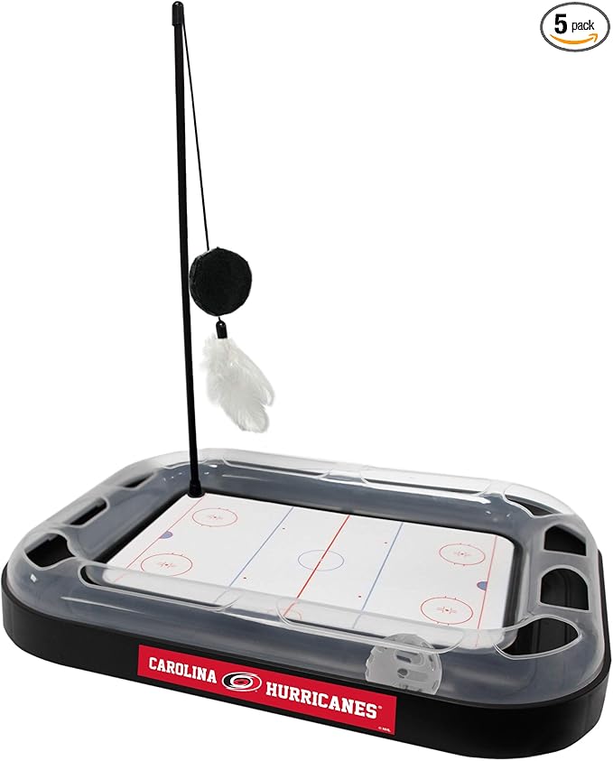 Pets First 5-in-1 NHL Carolina Hurricanes Hockey Field Cat Scratcher Toy with Interactive Cat Ball Bell in Tracks