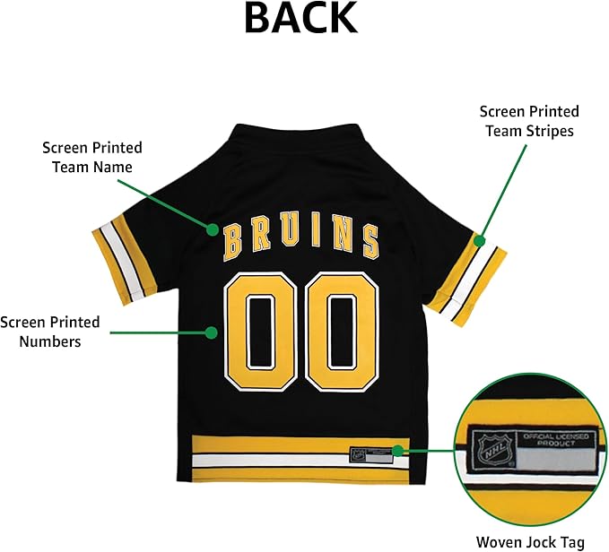 Pets First NHL Boston Bruins Jersey for Dogs & Cats, Small. - Let Your Pet Be A Real NHL Fan!